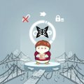 The image features a cartoon boy standing on a bridge, holding a cup of coffee. The background includes a blue sky with clouds, as well as a white circle with a black butterfly inside. There are also two other circles visible in the scene - one is red and has a star on it, while the other is gray and has a padlock on it. These elements create an interesting contrast against the boy's figure and the bridge he stands on. The post includes text that reads "Hello cả nhà Cùng tương tác và kết nhé! Và tham gia testnet @quipnetwork hiệu ứng cánh bướm vì: - Không phân nhánh. - Không di chuyển tài sản được QUIP bảo vệ! @NucleusCodes @sleepagotchi @XOOBNetwork". The image is a creative and engaging way to convey the post's message.
