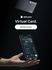 An advertisement for 'dotcom' displays a smartphone showing an app interface alongside the text 'Virtual Card. Get Early Access.'