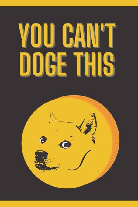 A meme-style image with yellow text on black background reading 'YOU CAN'T DOGE THIS' above an illustration of a Doge/Shiba Inu dog face.