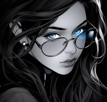 The image features a woman with long, dark hair wearing glasses and looking off into the distance. The background of the image is black, which contrasts with her appearance and makes her stand out more. The caption "This is my PFP as a building show me yours (prompt in QT)" suggests that she might be sharing information about an interesting or unusual building they are both observing.