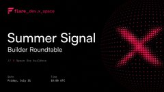 A digital flyer advertises a 'Summer Signal Builder Roundtable' event with a large red 'X' on the right.