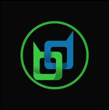 A logo featuring an interlocking green and blue geometric design enclosed in a green circle on a black background.
