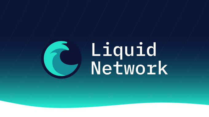 A logo graphic for 'Liquid Network' featuring a teal wave icon inside a dark circle on a blue and teal gradient background.