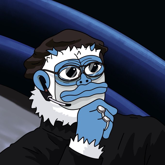 An anthropomorphic blue duck wearing glasses, a headset, and a fur-trimmed coat rests its chin on a ringed hand, evoking the "Lofi" character referenced in the Sui Szn Playbook. The contemplative pose ties into the post's themes of strategic focus and leadership in Sui community projects.
