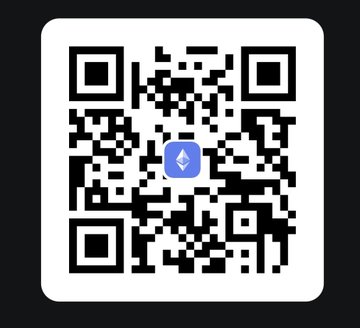 A QR code centered on a dark background displays a small lavender-purple Ethereum (ETH) logo in the middle, likely linking to a cryptocurrency wallet address for accepting donations toward the poster's mother-in-law's ICU care and mounting hospital bills.