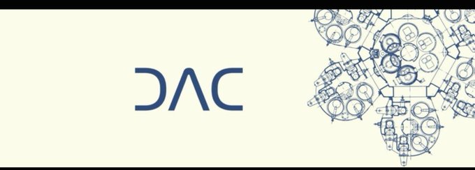 A graphic showing the 'DAC' logo in dark blue on the left with a blue technical blueprint drawing of a mechanical device on the right.
