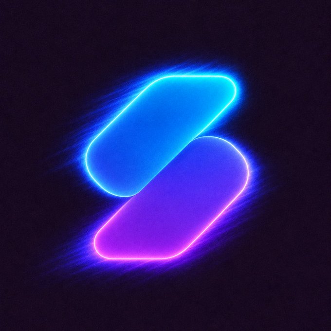 The image features a stylized "S" shape—Phansom Wallet's logo—rendered with glowing neon blue and purple gradients against a dark background. It appears as branding associated with a post from Phantom's official X (formerly Twitter) account.