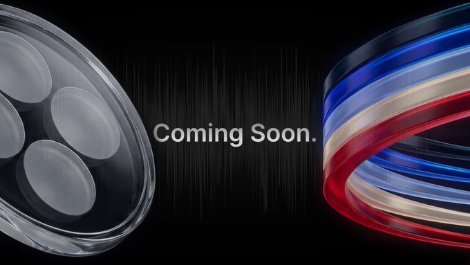 The image features sleek, futuristic graphics with metallic coin-like spheres on the left and flowing red, blue, and white ribbons on the right, with the text "Coming Soon." centered against a dark background. This visually reinforces the announcement of $XDP's upcoming integration with AerodromeFi, teasing the arrival of Doppler Finance's deep liquidity pools on Base.
