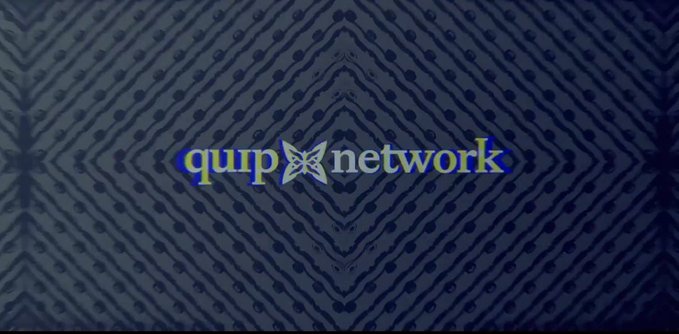The image features a large, blue diamond-shaped pattern with white text that reads "quip network". The pattern has dots all over it, giving it an artistic and visually appealing appearance. The text stands out against the dark background of the pattern, making it easy to read and understand.