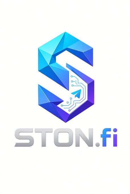 The logo for STON.fi, a DeFi platform, featuring a stylized blue geometric 'S' with circuit patterns.
