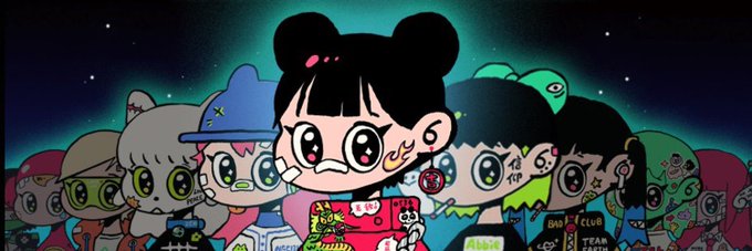 A colorful illustration features a lineup of cartoon NFT characters with distinctive features like mouse ears, a blue cap, and green hair, set against a starry night background, with a central character holding what appears to be a fortune cookie. Visible text includes "BAD CLUB," "TEAM WIN," and character labels like "AMI," promoting the Freemint Giveaway with 15 guaranteed spots and instructions to follow @Amordeev and @Miu_nft before minting in 2 days.