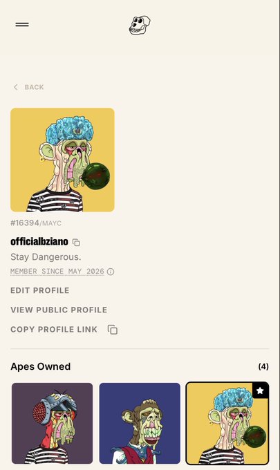The image features a phone screen displaying an app called "Collectors are collecting! 1 week in the @BoredApeYC and Bziano has stacked 4 beautiful Mutant Apes" with a list of images featuring different colored and styled Mutant Apes. The post also includes information about the collector's account, such as their name, email address, and the number of items they have collected so far.