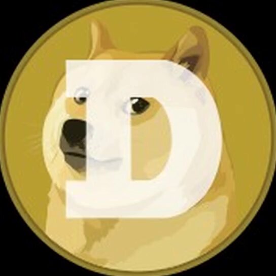The image features a cartoon dog with a yellow background, wearing a white collar and standing upright against a black background. The dog's head is tilted slightly to the left as if looking at something or someone off-camera. The caption below the image reads "you know ... you have seen it best AI prompt that I made so far for Dogecoin".