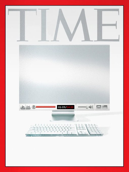 A TIME magazine cover featuring a sleek computer monitor and keyboard, with the screen displaying a video player interface showing the timecode "01:09 / 04:20."

The post references a stock purchase ("RC bought 20.4 on 9/10"), and the cover's hidden message—revealed only when reflected in the monitor—spells out "VIDEO" as an arrow, hinting at embedded content viewers need to watch to uncover.