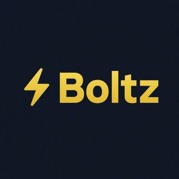 The image displays the Boltz logo, featuring a yellow lightning bolt icon next to the bold "Boltz" text on a dark navy background. It serves as the branding for the non-custodial Bitcoin bridge mentioned in the article, which recently faced AI-assisted attacks leading to an operational takeover by veteran Bitcoiners.
