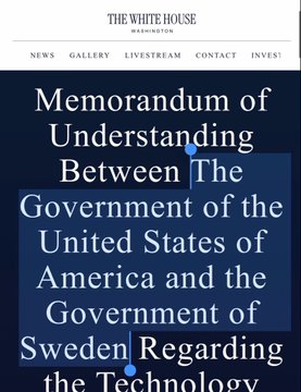 A white house website with a blue header and footer, displaying the White House logo on the top left corner.