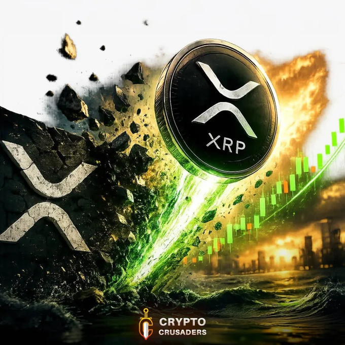 !!!The image features a Bitcoin coin named "XRP", which has seen a significant increase in its price over time. The image itself shows an XRP coin being dropped into a lake, creating an impactful scene with a splash of color from a green explosion. The background depicts a cityscape filled with buildings and cranes, serving as the backdrop for this visually striking composition."