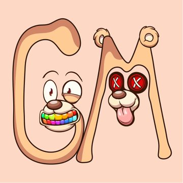 Cartoon illustration of two creepy letter characters, 'C' and 'M', with X eyes and unsettling faces.
