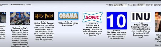 A Reddit front page screenshot showing various thread thumbnails including "Welcome to /r/Business & Finance," "Harry Potter," "OBAMA," "SONIC," "10," and "INU general (dog breeding)," seemingly unrelated to the post's inquiry about a vampire-proof cryptocurrency, though the "Harry Potter" thread may be the ironic connection the user is making.