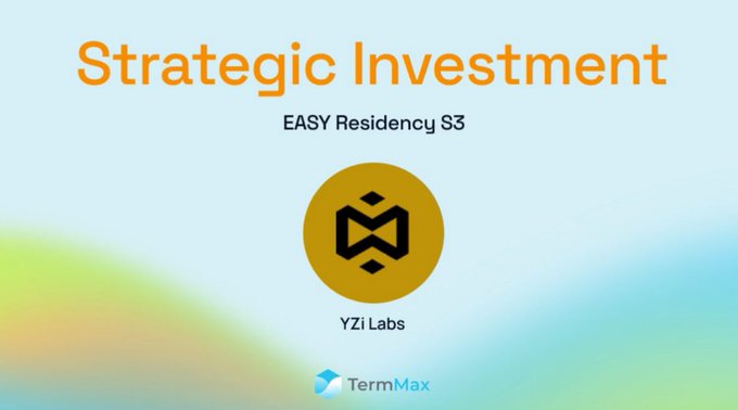 A presentation slide titled 'Strategic Investment' featuring 'EASY Residency S3' with the YZi Labs logo and TermMax branding at the bottom.