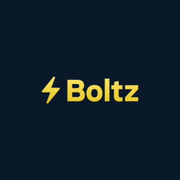 The image displays the Boltz logo, featuring a yellow lightning bolt icon next to the word "Boltz" in bold yellow text against a dark navy background. The logo represents Boltz, the Bitcoin swap service mentioned in the post that has paused operations due to a surge of AI-assisted hacking attempts exceeding its team's capacity to address.