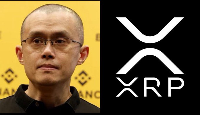 A split image showing Changpeng Zhao (CZ) on the left and the XRP cryptocurrency logo on the right.