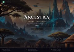 The image shows a website for a game called "ancestra", which appears to be a Ritual-native game with a Ritual-centric design. The website has a clean, modern layout that highlights the game's features and functionality. It is designed in a way that allows users to easily navigate through its various sections, such as the "About" page, "Current Functionality" section, and "Goals" section. The post also provides information about the game, including details on how it was built by an individual named "Drew", the game's current functionality, and a goal for creating a simple yet culturally distinct gaming experience.