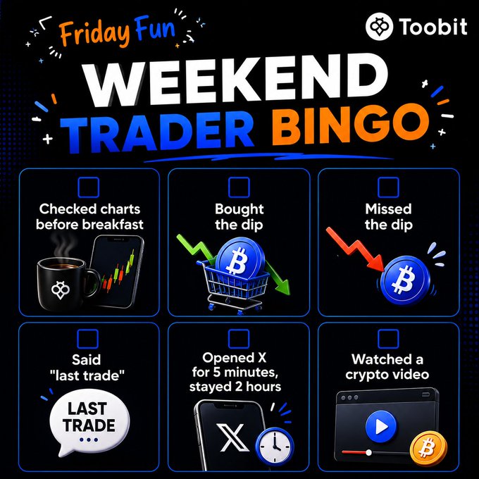 There are six different boxes with various objects such as a cup, phone, clock, trade symbols, bitcoin icons, and an open laptop. The content of these posts suggests that there's a trading activity happening or about to happen involving Bitcoin. Given the presence of these elements, it is likely that users are trying to trade Bitcoins using a trading platform like Toobit. The boxes also contain options for buying, selling, checking, and missed trades related to Bitcoin transactions. Tagging someone who checked charts before breakfast can indicate a friendly competition or collaboration between users in managing their Bitcoin investments.