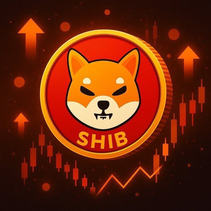A glowing Shiba Inu coin emblem with the "SHIB" ticker is centered against a fiery red background featuring upward arrows and a bullish candlestick chart, visually reinforcing the post's question about whether Shiba Inu could reach $0.01 by the end of 2026.
