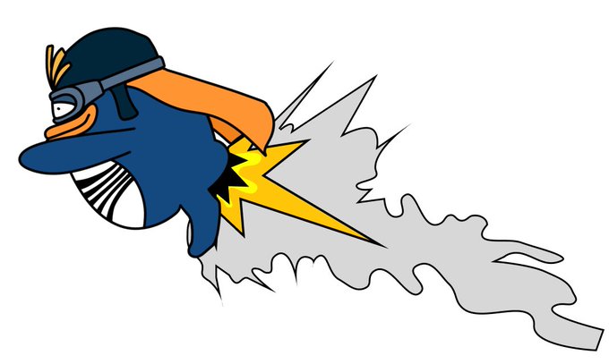 A cartoon penguin (GOGLZ mascot) wearing a helmet speeds through the air trailing a lightning bolt and exhaust smoke. The image visually reinforces the post's call for Sonic ($S) to gain momentum like the fast-moving penguin, with $GOGLZ as the flagship meme driving the chain's volume and "number go up" marketing appeal.