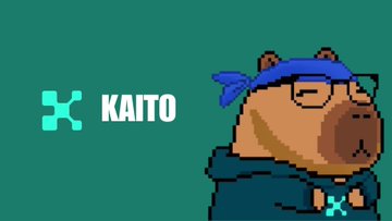 The KAITO logo featuring a cartoon capybara wearing glasses and a blue bandana next to the X symbol on a teal background.