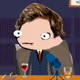 A cartoon character with a large, wide-eyed expression and reddish-brown hair is depicted above a stock chart labeled "TRUMP," referencing the South Park meme format used in the accompanying post to humorously predict a "Tooker" stock surge to 70k.