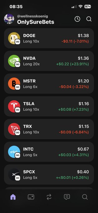 The image shows a phone screen displaying various cryptocurrency symbols, including Bitcoin, Ripple, and Ethereum. The text "Only SureBets" can be seen at the top of the image. This suggests that the person who posted this image might have been involved in trading or investing in cryptocurrencies.