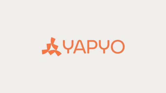 The orange logo "YAPYO" displayed on a plain light gray background.