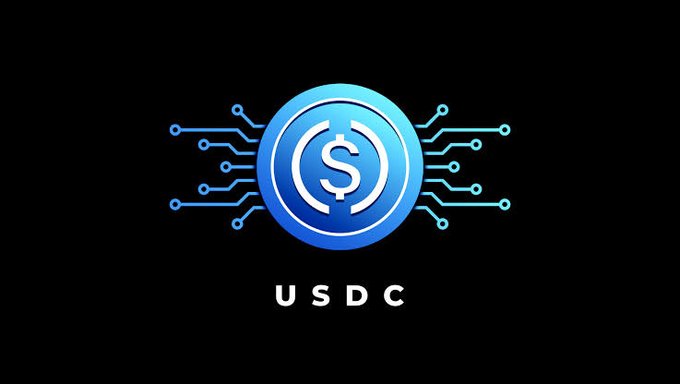 The image features the USDC logo—a blue coin with a dollar sign and circuit board design—set against a black background, with the text "USDC" displayed below it. The graphic visually represents the $250 million USDC minting event highlighted in the post, symbolizing the influx of new stablecoin liquidity into the market.