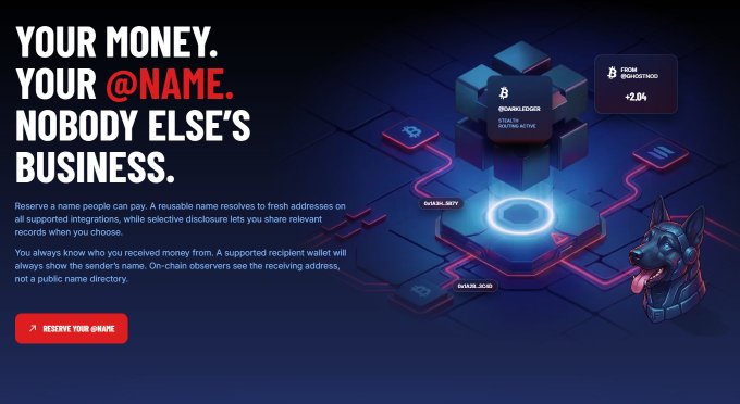 A promotional banner for Biconomy with the text 'YOUR MONEY. YOUR @NAME. NOBODY ELSE'S BUSINESS.' alongside a futuristic cube graphic.
