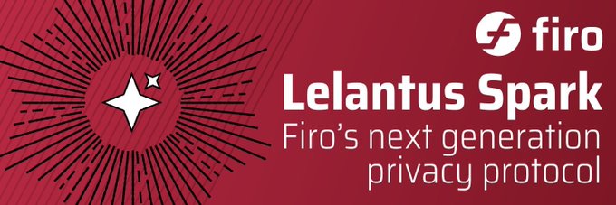 A promotional banner for 'Lelantus Spark,' described as Firo's next generation privacy protocol, on a red background with a starburst design.