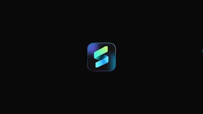 A stylized 'S' logo in green and blue gradient displayed on a dark background.