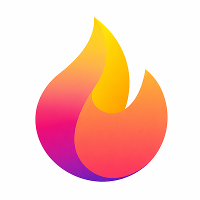 The image features a logo for a company named "ArcエアドロごとによるHibachi". The logo consists of a large, colorful flame with shades of orange and yellow at its center. The flame is outlined in red, creating a striking contrast against the white background. The text "ArcエアドロごとによるHibachi" is written below the flame, indicating that this company specializes in Hibachi.