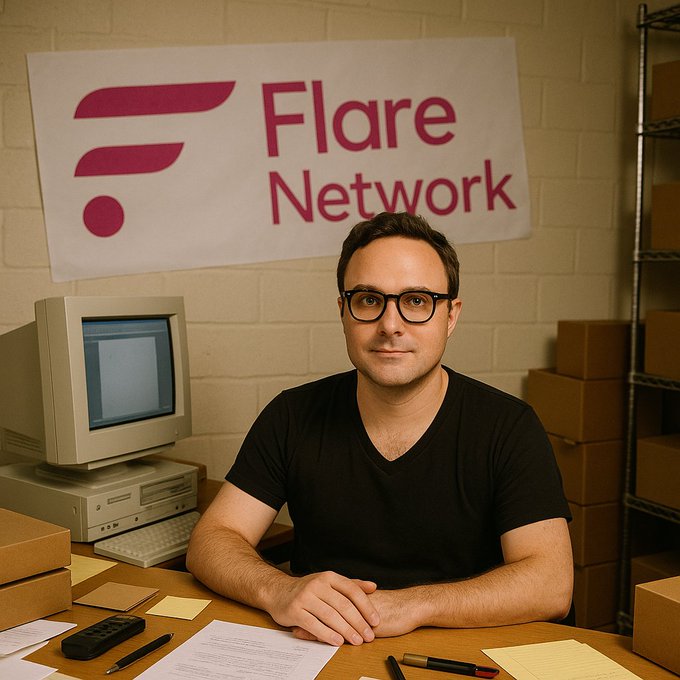 The image features a man sitting at a desk with a computer monitor, keyboard, and mouse. He has glasses on his face and appears to be working or studying. The background of the image shows a banner that says "FLR Network" written in pink letters. There is also an old computer monitor and a book visible in the scene.

The caption provided for this image reads: "Investing in $FLR is like investing in Amazon in its early days. Most people won'n see the opportunity until it's obvious." This statement suggests that the man sitting at the desk might be interested in investing in FLR, a company similar to Amazon, and could potentially benefit from its growth as it matures over time.