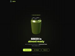 A dark promotional image featuring a green tumbler cup with the tagline "SOBER is almost ready" against a black background.
