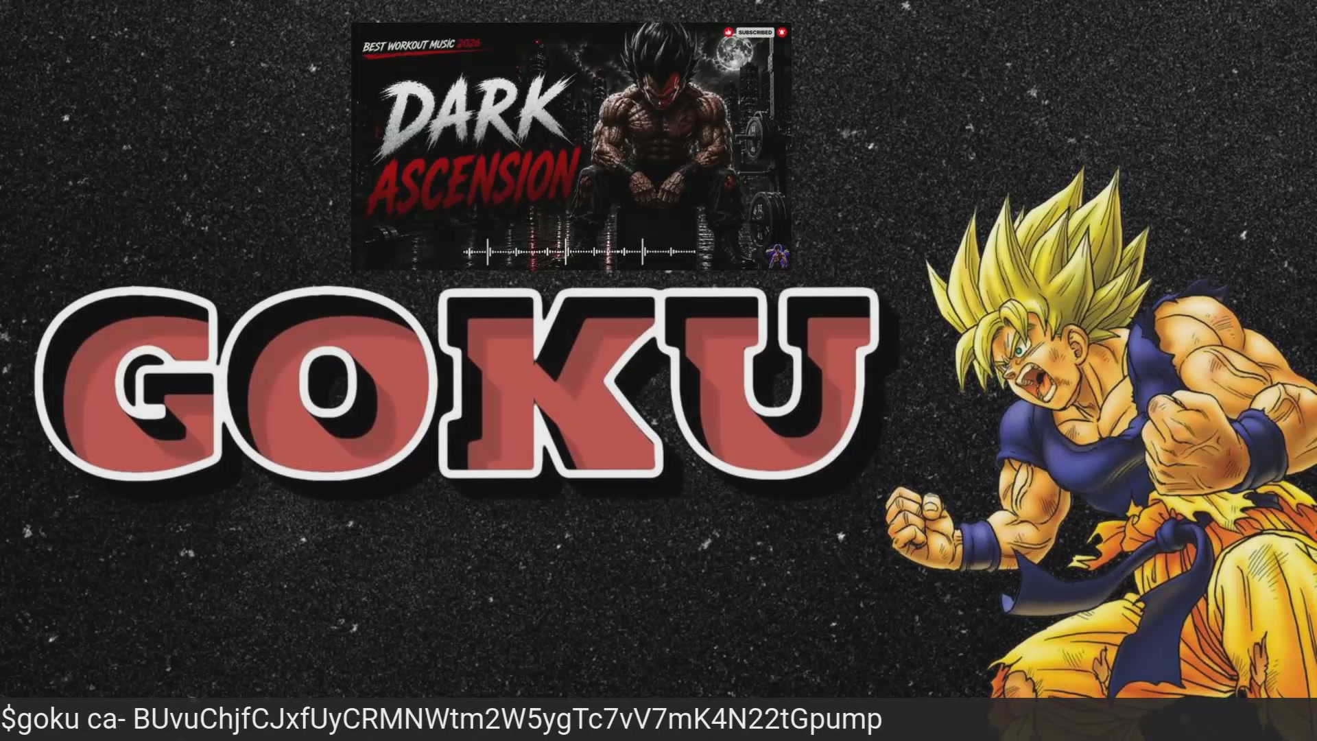 The image features a cartoon character with yellow hair, dressed as a muscular fighter, holding a sword and standing against a black background. Below the character, there's text that reads "Dark Ascension", which appears to be related to the anime or video game being discussed in this post. The image also contains a link to a website, but it is not clear what the website is about.