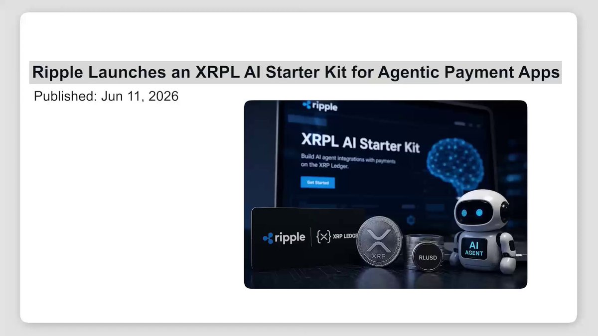 The image features a poster or advertisement promoting an XRP AI starter kit designed for agents who want to use Ripple's technology for payment apps. The text on the poster emphasizes that Ripple's system is built to work together with other systems, not against them. This message highlights the importance of collaboration and cooperation in the development and growth of the cryptocurrency ecosystem.