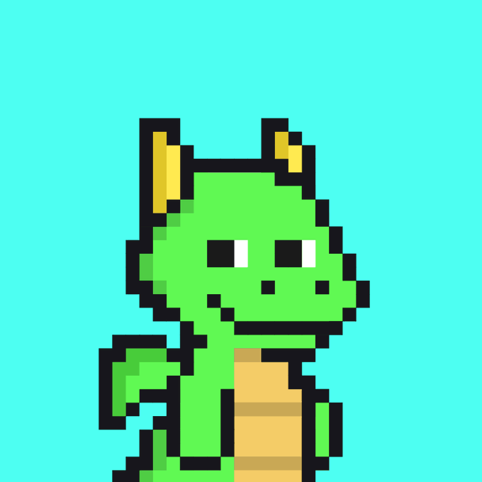 The image features a cartoon green dragon with yellow horns, standing against a blue background. The dragon appears to be smiling at the camera, giving off a friendly vibe. In the corner of the image, there's text that reads "Signal can'be contained. $HBAR and $XRP homies coming." This message seems unrelated to the main subject of the image - the cartoon green dragon with yellow horns. It appears as an additional piece of information or commentary about a different topic.
