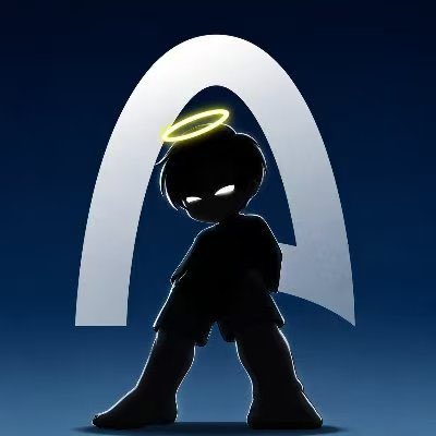A shadowy silhouette of a small cartoon-like figure with a glowing yellow halo stands in front of a large white "A" logo against a dark blue background, representing the Arc blockchain network referenced in the post. The figure's halo and glowing eyes contrast with the dark silhouette, visually echoing the post's lament about missing out on new chains like Arc and the rising cost of U on-chain assets.