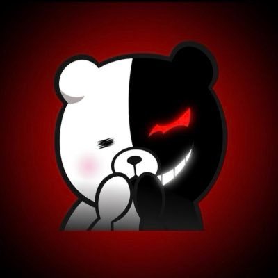 A cartoon bear character is split half white and half black, with one eye closed and a red menacing glowing eye on the dark side, set against a dark red background. The image's "good vs. evil" or "two-sided" bear theme metaphorically reflects the post's message about distinguishing high-quality, purposeful NFT minters from the rest.
