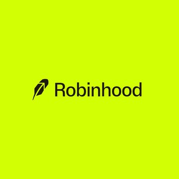 A green promotional image displaying the black Robinhood logo and brand name, the well-known financial services company.