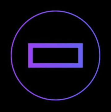 The image features a purple square with a diagonal line through it, which appears to be a button or a symbol. The background of the image is black, making the purple square stand out prominently. There are no other objects or texts present in the image.