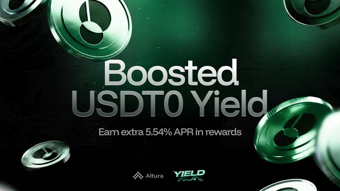The image features a poster with green circles and text that reads "Booster USDC0 Yield". The poster also includes an advertisement for AVLT markets, which suggests that there might be some sort of financial incentive or reward system associated with investing in these markets.