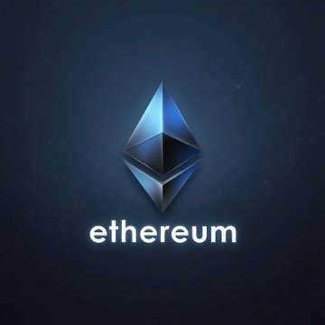 The Ethereum logo (a blue diamond shape) displayed on a dark blue background with the word 'ethereum' below it.